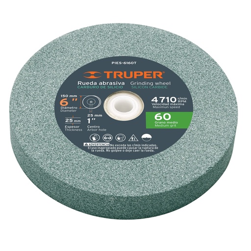 [H053742] TRUPER PIEDRA PIES-6160T 6 GRANO 60P/ESMERIL CARBURO D SIL