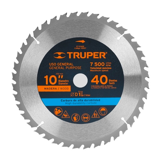 [H053839] TRUPER DISCO SIERRA CIRCULAR  10" 40DTESX1" ST-1040E