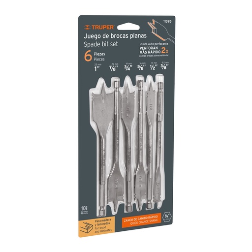 [H052138] TRUPER JGO BROCAS TIPO        MANITA P/MADERA 6PZ 3/8"-1"