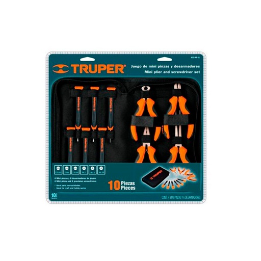 [H052152] TRUPER PINZA Y DESARMADOR MINI JGO-MP-DJ 10PZA COMFORT GRIP