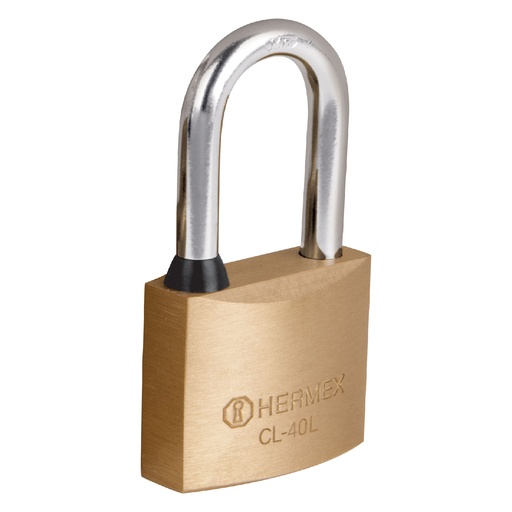 [H050651] HERMEX CANDADO LATON PULIDO   40MM GNCH LARGO CL-40L