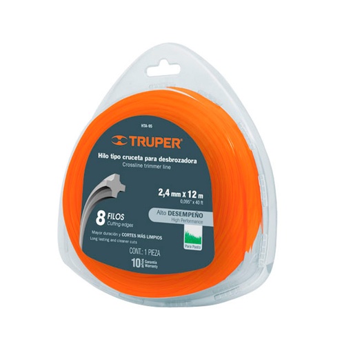 [H052106] TRUPER HILO P/DESBROZADORA    2.4MMX12MT NARANJA REDONDO