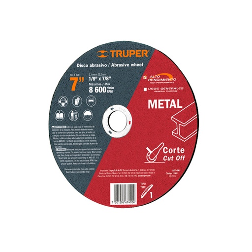 [H051563] TRUPER DISCO ABT-496 3.2MM 7P/CORTE D METAL