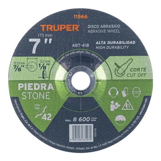 [H051573] TRUPER DISCO ABT-418 3.2MM 7 P/CORTE PIEDRA