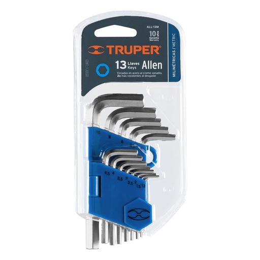 [H052245] TRUPER LLAVE ALEN ALL-13M HEX MM 13PZ ESTUCHE ABATIBLE