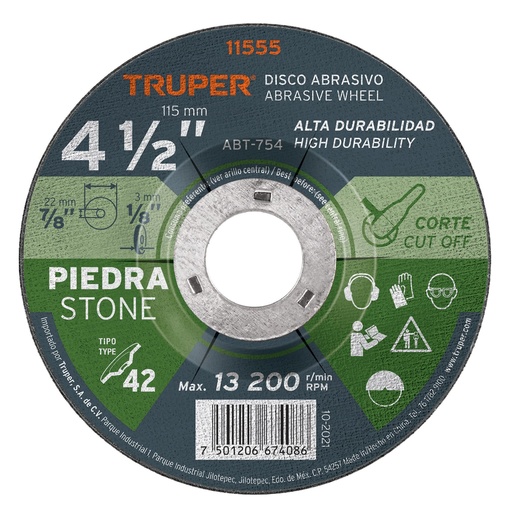 [H051568] TRUPER DISCO ABT-754 3.2MM 4 1/2P/CORTE PIEDRA