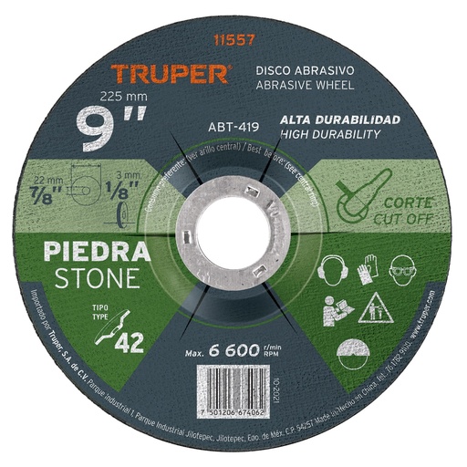 [H051574] TRUPER DISCO ABT-419 3.2MM 9P/CORTE PIEDRA ALTO RENDIMIENT
