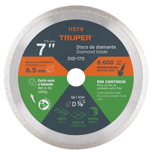 [H051588] TRUPER DISCO DID-170/DDT-804C 7" RIN CONTINUO ACABADO FINO