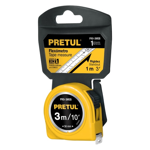 [H051889] PRETUL FLEXOMETRO PRO-3MEB 3M 1/2" AMARILLO