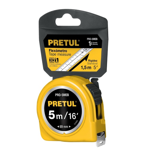 [H051890] PRETUL FLEXOMETRO PRO-5MEB 5M 3/4" AMARILLO