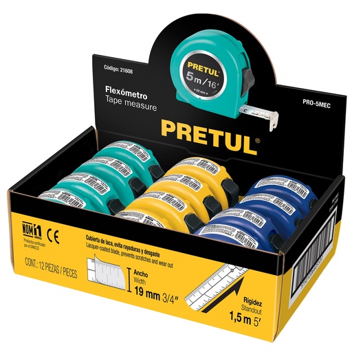 [H051881] PRETUL FLEXOMETRO PRO-5MEC 5M 3/4"