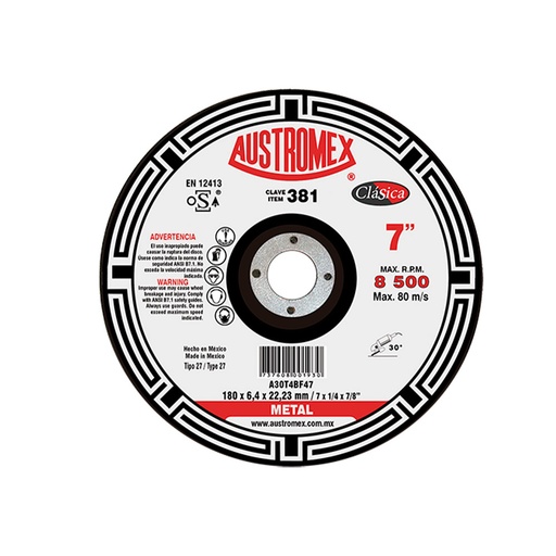[HC06994] AUSTROMEX DISCO DESB 381 7X1/4X7/8 METAL T27 CLASICA