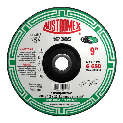 [HC07502] AUSTROMEX DISCO DESB 385 9X5/32X7/8 PIEDRA T27 CLASICA