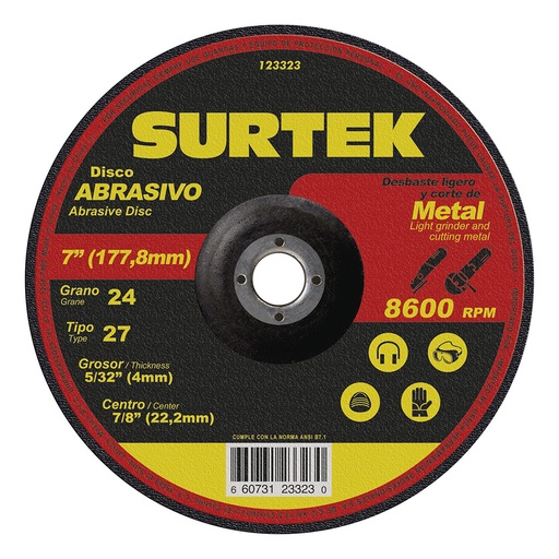 [H017193] SURTEK DISCO ABRAS 7" 123323  DESB/CORTE METAL