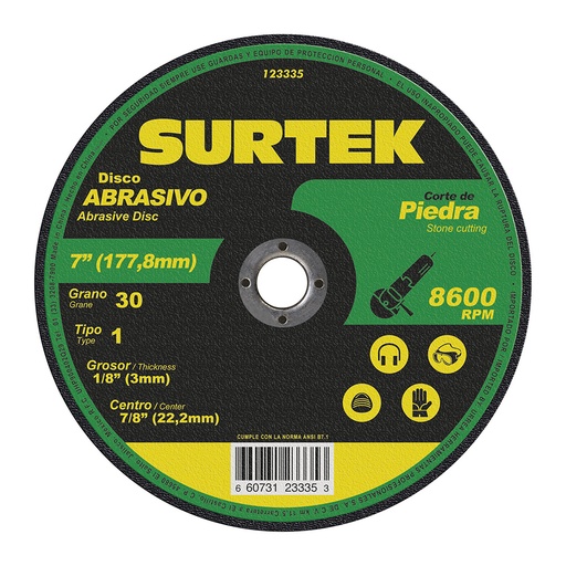 [H017196] SURTEK DISCO ABRAS 7" 123335  MAQ PORT CTE PI