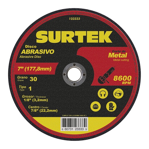 [H017195] SURTEK DISCO ABRAS 7" 123333  MAQ PORT CTE MET