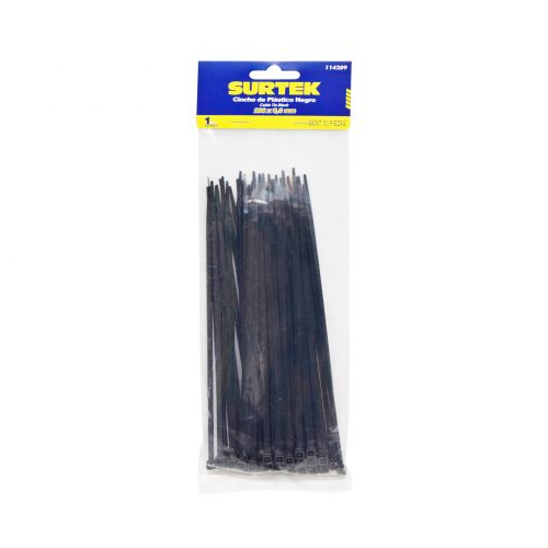 [H017221] SURTEK CINCHO-COLLARIN 50PZ   NEGRO 3.6X200MM 114209