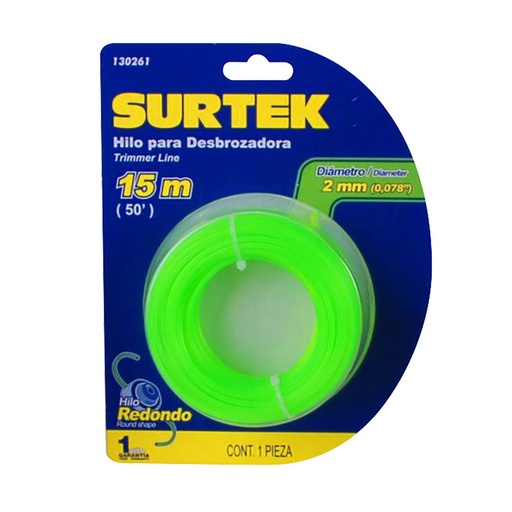 [H017315] SURTEK HILO P/DESBROZADORA    2.0MMX15MT REDONDO BLISTER