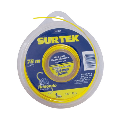 [H018625] SURTEK HILO P/DESBROZADORA    2.4MMX78MT REDONDO DOB BLISTER