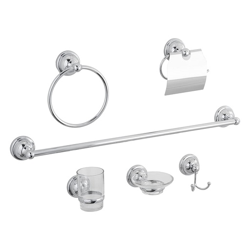 [C4004432] DICA ACCESORIOS P/BAÑO JGO    6PZ CROMO 2600