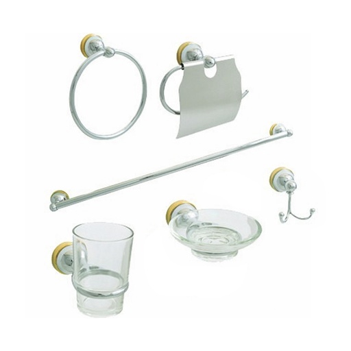 [C4004433] DICA ACCESORIOS P/BAÑO JGO    6PZ CRO-ORO 2600.1