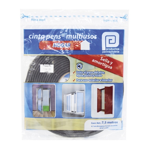 [C5000723] PENNSYLVANIA CINTA ESPUMA     ACRILICO NGO 3/8"X7.5MT