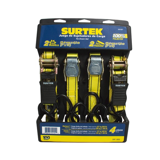 [C5003381] SURTEK SUJETADOR C/MATRACA JGO/4PZ 151151