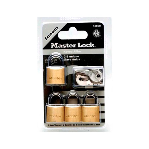 [H019306] MASTER LOCK CANDADO LATON     PAQUETE 4PZS 1900Q