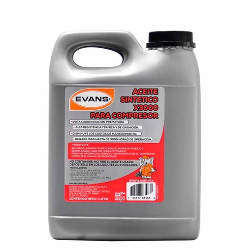 [C8000508] EVANS ACEITE RC-X3000 1L ACEITE SINTETICO P/COMPRESOR
