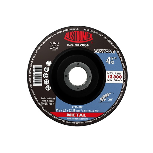 [HC00022] AUSTROMEX DISCO DESBASTE      P/METAL 4-1/2X1/4X7/8 2004