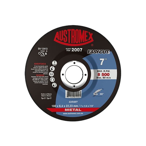 [HC00023] AUSTROMEX DISCO P/DESBASTE DE METAL 7X1/4X7/8 2007 EASYCUT