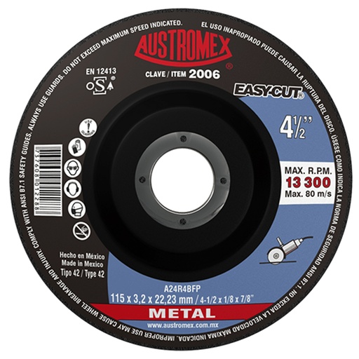 [HC00025] AUSTROMEX DISCO CORTE 2006 4-1/2X1/8X7/8 METAL