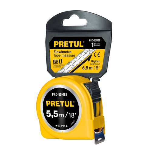 [HC07959] PRETUL FLEXOMETRO AMARILLO 5.5MTS  PRO-55MEB