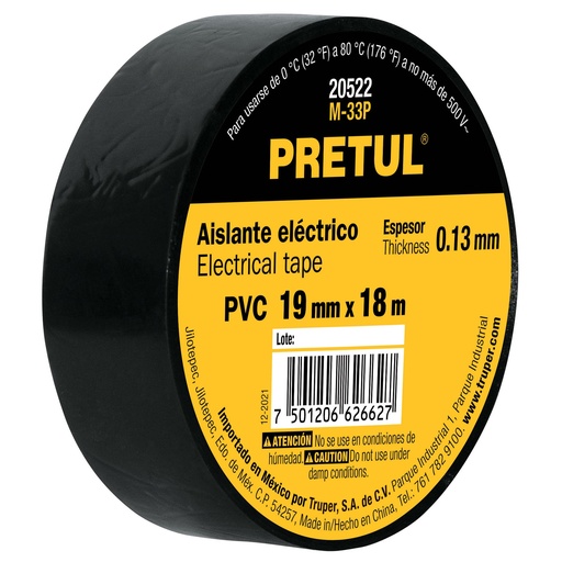[HC16591] PRETUL CINTA AISLANTE         19MMX18MT NEGRA EM-33P