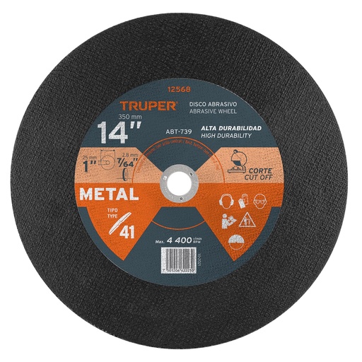 [HC16067] TRUPER DISCO ABT-739 2.8MM 14  P/MAQ CORT D METAL USO GRAL