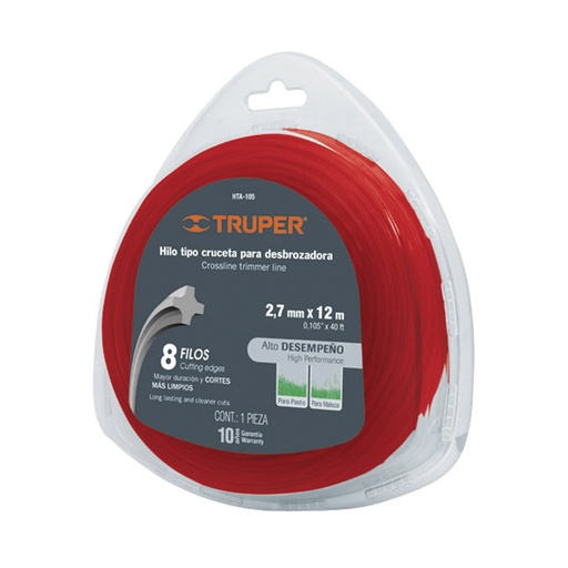 [HC16133] TRUPER HILO P/DESBROZADORA    2.7MMX12MT ROJO REDONDO