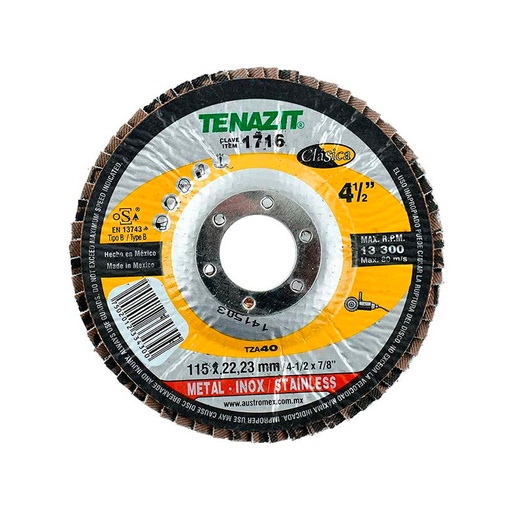 [HC18633] TENAZIT DISCO LAM TZA 4-1/2X7/8" G40 1716