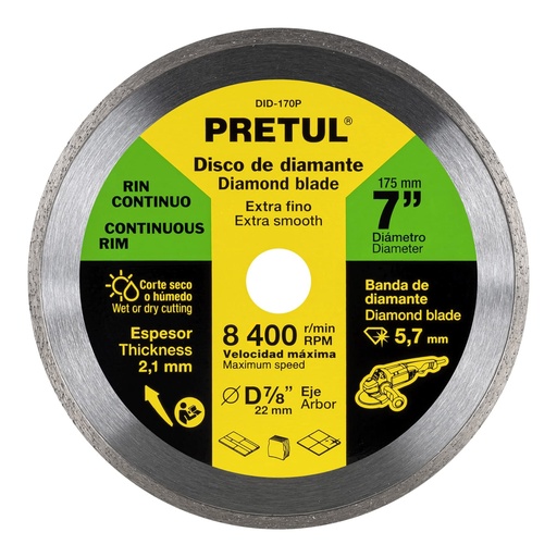 [HC43073] PRETUL DISCO D-804C-P 7" RIN CONTINUO ACABADO FINO