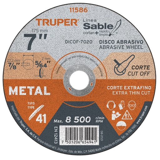 [HC43052] TRUPER DISCO DICOF-7020 1.8MM 7P/METAL CORTE EXTRAFINO