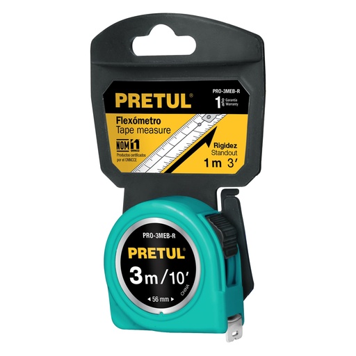 [HC43077] PRETUL FLEXOMETRO PRO-3MEB-R 3M 1/2"ROJO