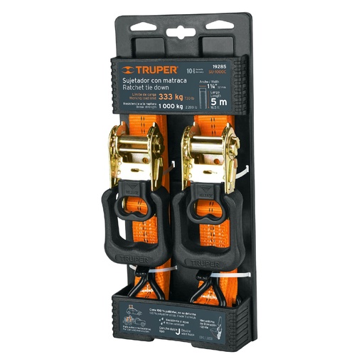 [HC44045] TRUPER SUJETADOR SU-1000C 1-1/4"X5MC/MATRACA Y ESLINGA