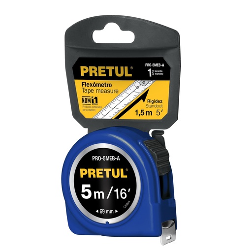 [HC43076] PRETUL FLEXOMETRO PRO-5MEB-A 5M 3/4"AZUL
