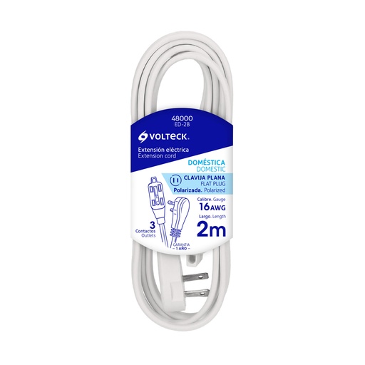 [HC44554] VOLTECH EXTENSION ED-2B 2M VOLTECH ELECTRICA DOMESTICA BLANC
