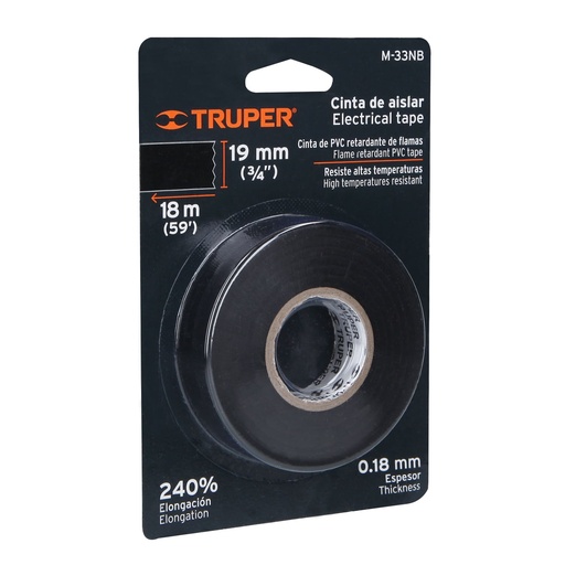[HC46604] TRUPER CINTA AISLANTE         19MMX18MT NEGRA BLISTER M-33NB