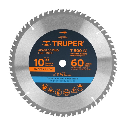 [HC47668] TRUPER DISCO SIERRA CIRCULAR  10" 60DTESX5/8" ST-1060