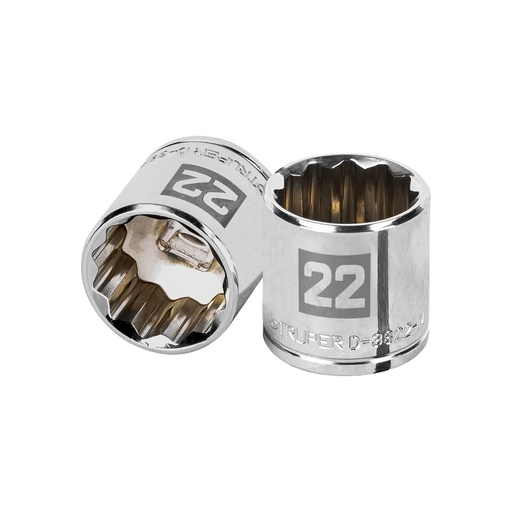 [HC47068] TRUPER DADO D-5222-M 22MM CUADRO 3/8" 12 PUNTAS MM