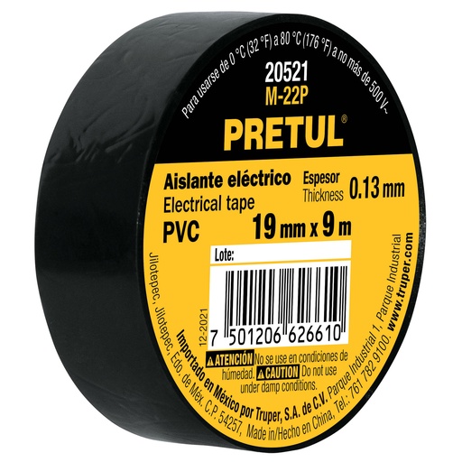 [HC45107] PRETUL CINTA AISLANTE         19MMX9MT NEGRA EM-22P