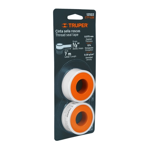 [HC46857] TRUPER CINTA TEFLON 12.7MMX   7MT (1/2") U.GRAL BLI CTF-1/2B