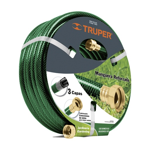 [HC44644] TRUPER MANGUERA 3 CAPAS MAN-15X1/2R15M CONEX LATON 1/2