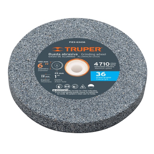 [HC44539] TRUPER PIEDRA PIES-63436 6 GRANO 36P/ESMERIL OXIDO D ALUM